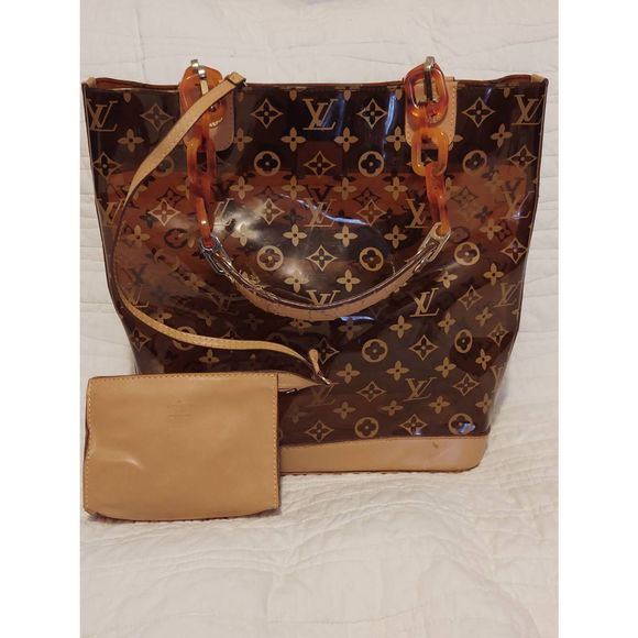 Louis Vuitton M92501 LV Cabas Ambre Brown Monogram Vinyl Tote Bag Purse w/Pouch - Picture 1 of 13